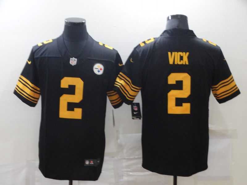 Men Pittsburgh Steelers 2 Vick Black yellow Nike Limited Vapor Untouchable NFL Jerseys